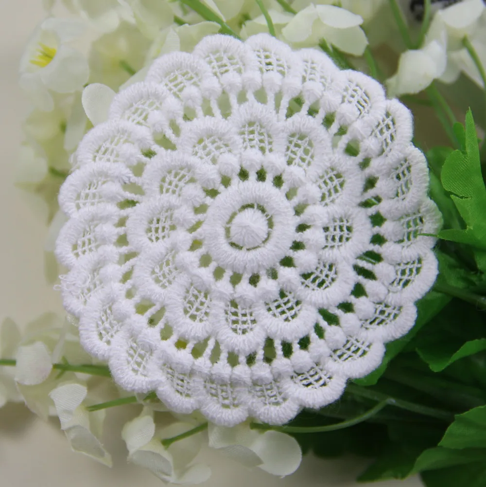 20 PCS Handmade DIY Sew On Embroidery Round Lace Applique Lace Patch
