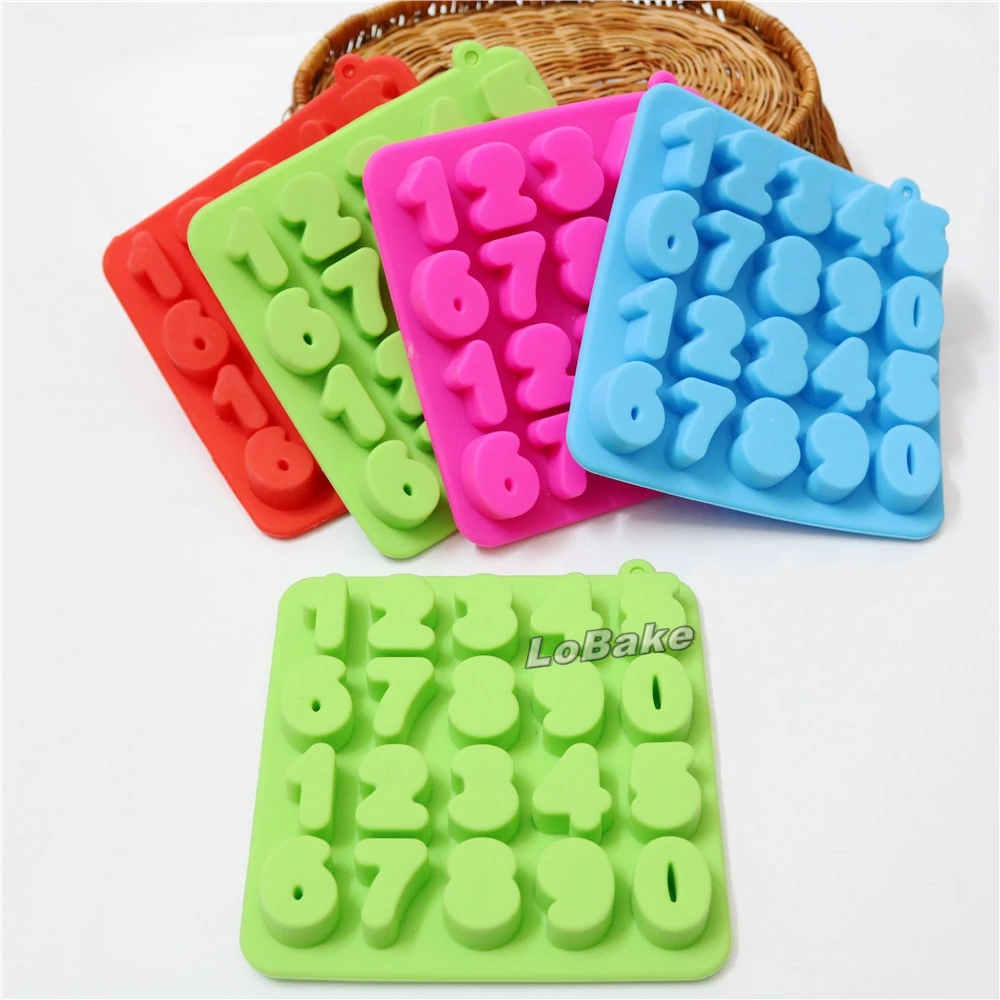 Latest 20 cavities number 0-9 shape silicone moldes chocolate fondant tools pudding jelly ice cube molds DIY bakery accessories | Дом и сад