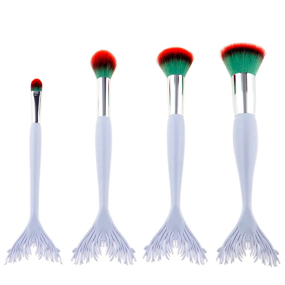 OutTop 4pcs Makeup Brushes Fashion White Make-up Brush Big Fish Tail oundation Powder Eyeshadow Brush Tool Hot Fashion Apr29