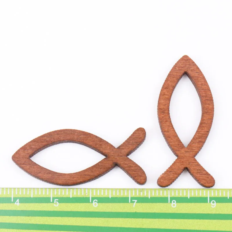 

Natural Wooden Fish Pattern Scrapbooking Art Collection Craft For Handmade Sewing Home Decoration 15x35mm 20pcs T0993-FD