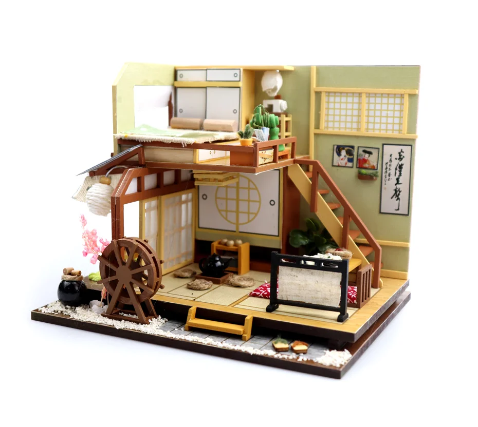 Кукольный дом мебель Diy в японском стиле миниатюрный 3D Деревянный миниатюрный кукольный домик игрушки для детей подарки на день рождения