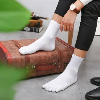 

Men Socks Fashion New Cotton Five Fingers Toe Mosaic Deodorant Business Casual Europe Wild Funny Sock for Sporty