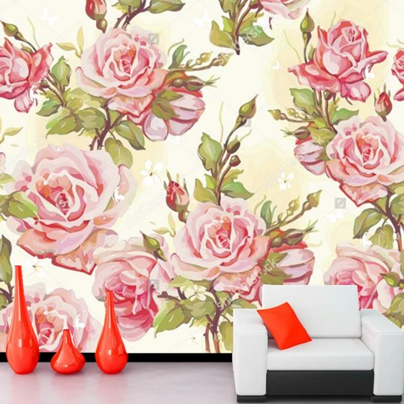 Custom Murals Elegant Pink Rose Wallpaper Papel De Parede Hotel Custom Murals Elegant Pink Rose Wallpaper Papel De Parede Hotel Room Living Sofa Tv Wall Bedroom Kitchen Wallpapers
