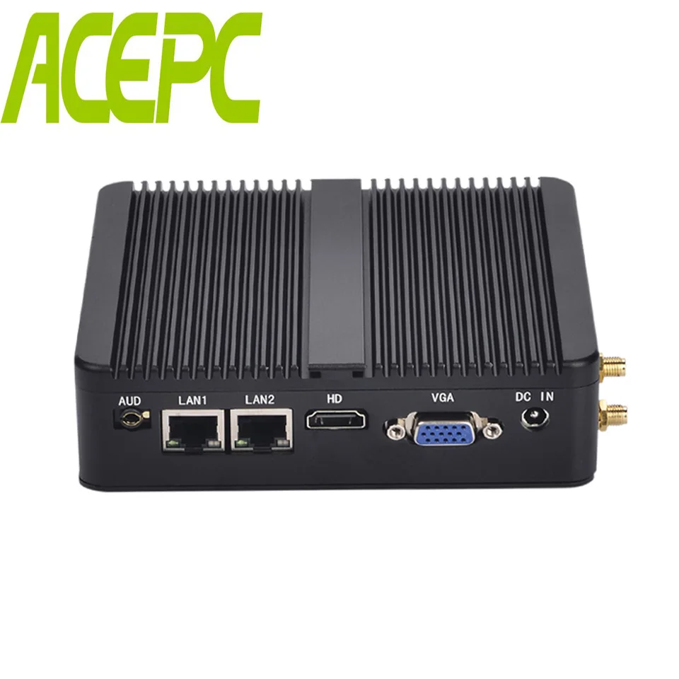 Мини ПК без вентилятора Celeron J1900 J1800 Windows 10 Linux HTPC 2 * LAN COM двухъядерный мини