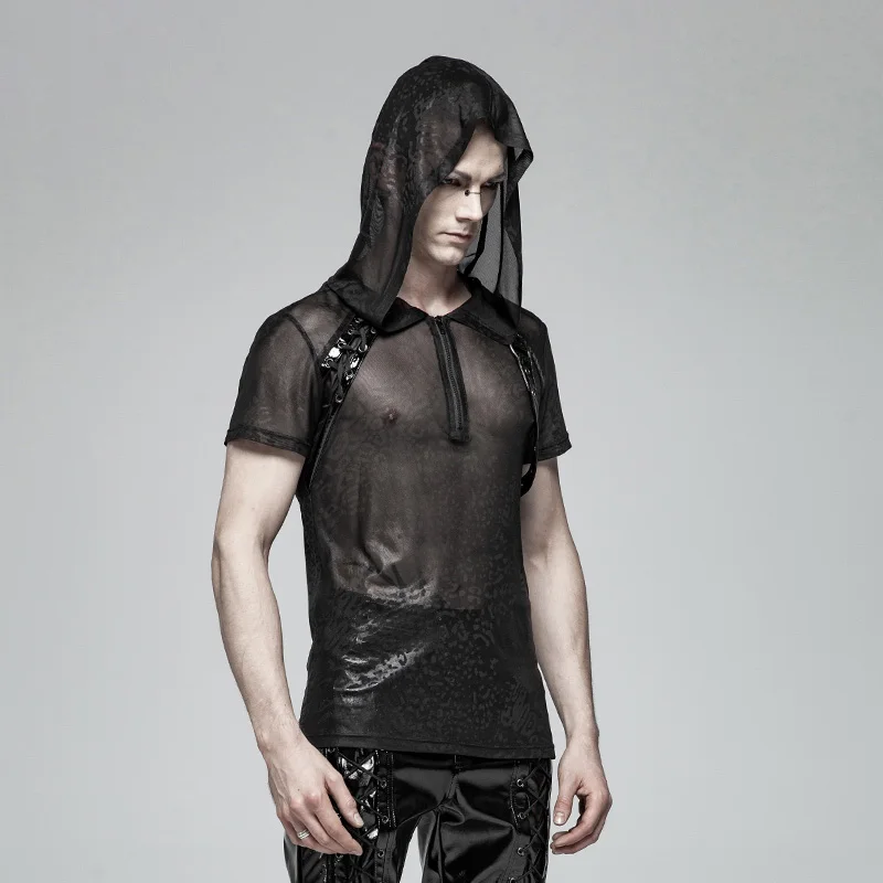 T shirt gothique homme à capuche style punk et assassin T shirt gothique homme à capuche style punk et assassin