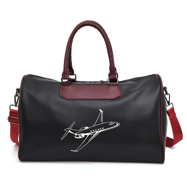 Black Sports Fitness Gym Bag Women Waterproof PU Leather Training