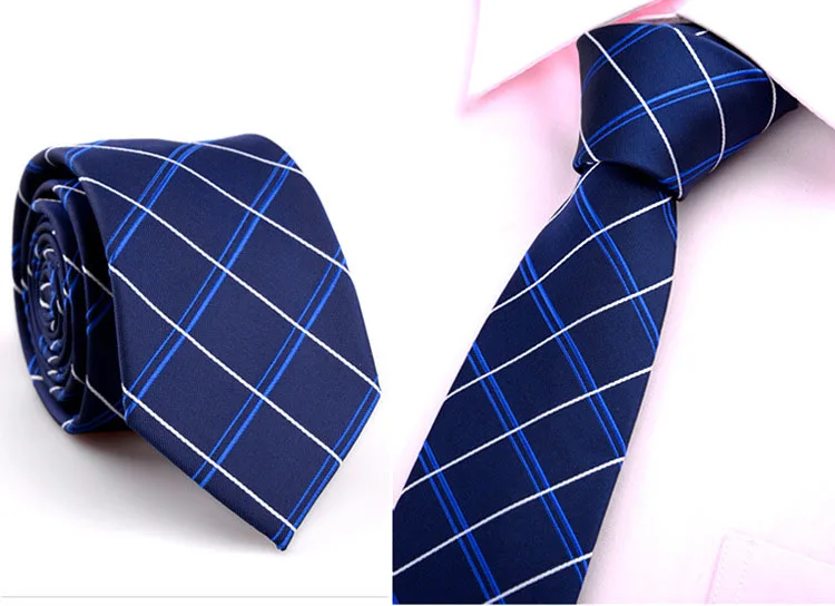 Полиэстер тонкий галстук для мужчин 6 см Для худой шеи галстуки синий черный сплошной горошек Полосатый Бизнес Узкая рубашка с галстуком аксессуары - Цвет: F03