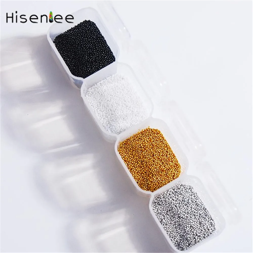  Golden Silvery Micro All New Metal 4 Grid/Box Nail Art Caviar Beads Mermaid 3D Stainless Stud Desig