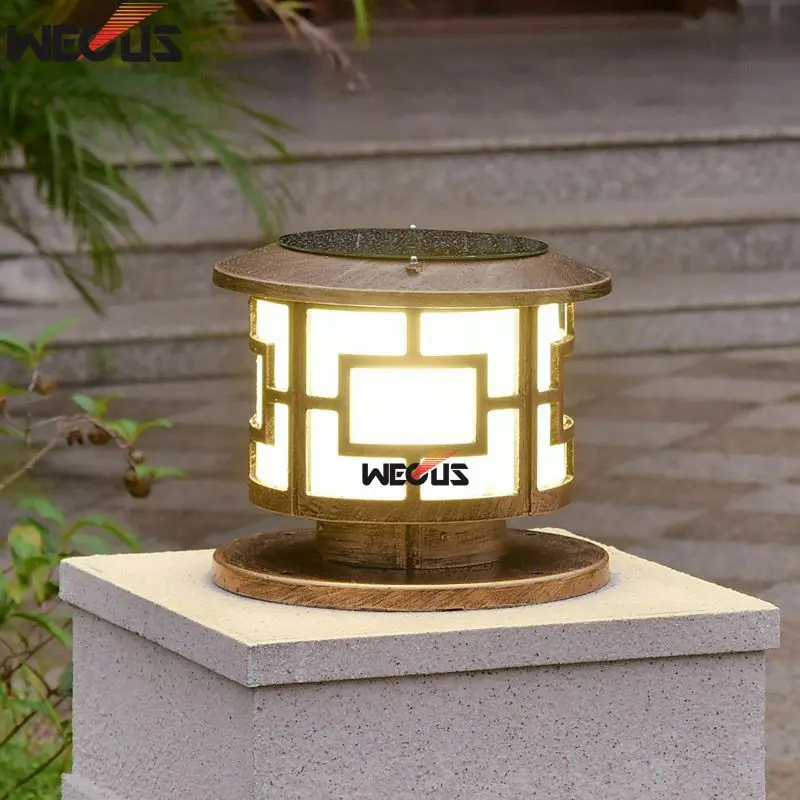 Jardim ao ar Luz à Prova Pilares Solares Circulares Dwaterproof Água Parede Pilar Lâmpada Villa Livre Paisagem Luzes D30x25cm 3 w Led