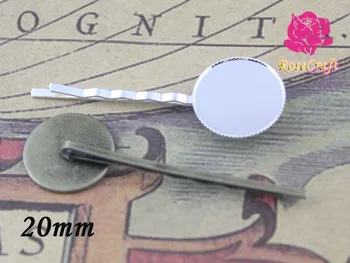 

20pcs/lot 20mm Antique Bronze Silver Hair Clip Setting Blank Base Tray Fit 20mm Glass Cabochon Cameo DIY Jewelry Accessories