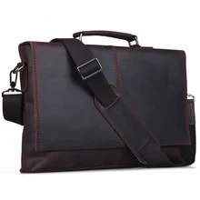 Мужская Сумка TIDING, портфель из натуральной кожи для ноутбука 13 дюймов, дизайнерская сумка-мессенджер, коричневая офисная сумка, Ретро стиль, 1079