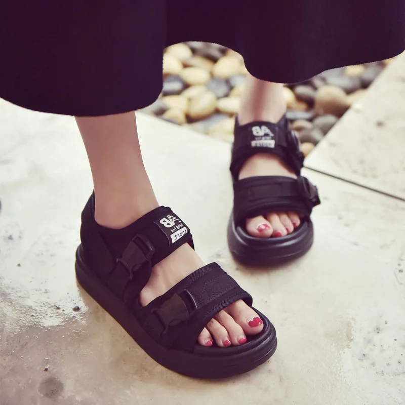 Г., летние женские туфли из южной части ulzzang вьетнамские сандалии Дамская пляжная обувь Harakam на толстой подошве плоская подошва, размер 43,44
