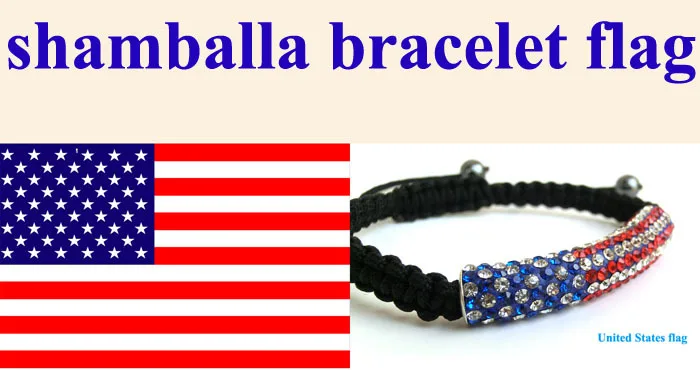 Retail Whole Fashion Jewelry Shamballa Bracelet Flag United Retail Whole Fashion Jewelry Shamballa Bracelet Flag United States Usa 15pcs Lot Free Shipping In Strand Bracelets From