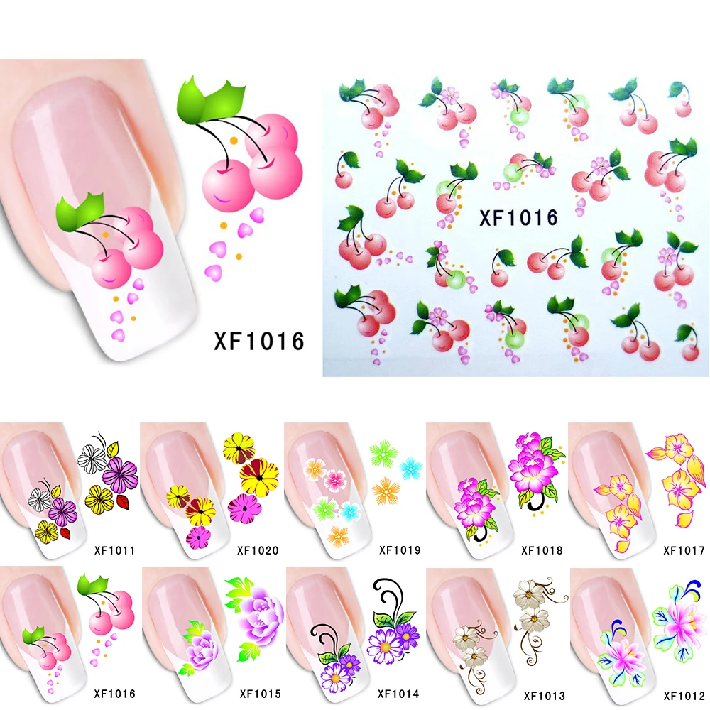 

Pretty 1 Sheet 10 styles Mixed Flower Water Transfer Nail Art Stickers Temporary Tattoos DIY Beauty Nail Art Decals XF1011-20