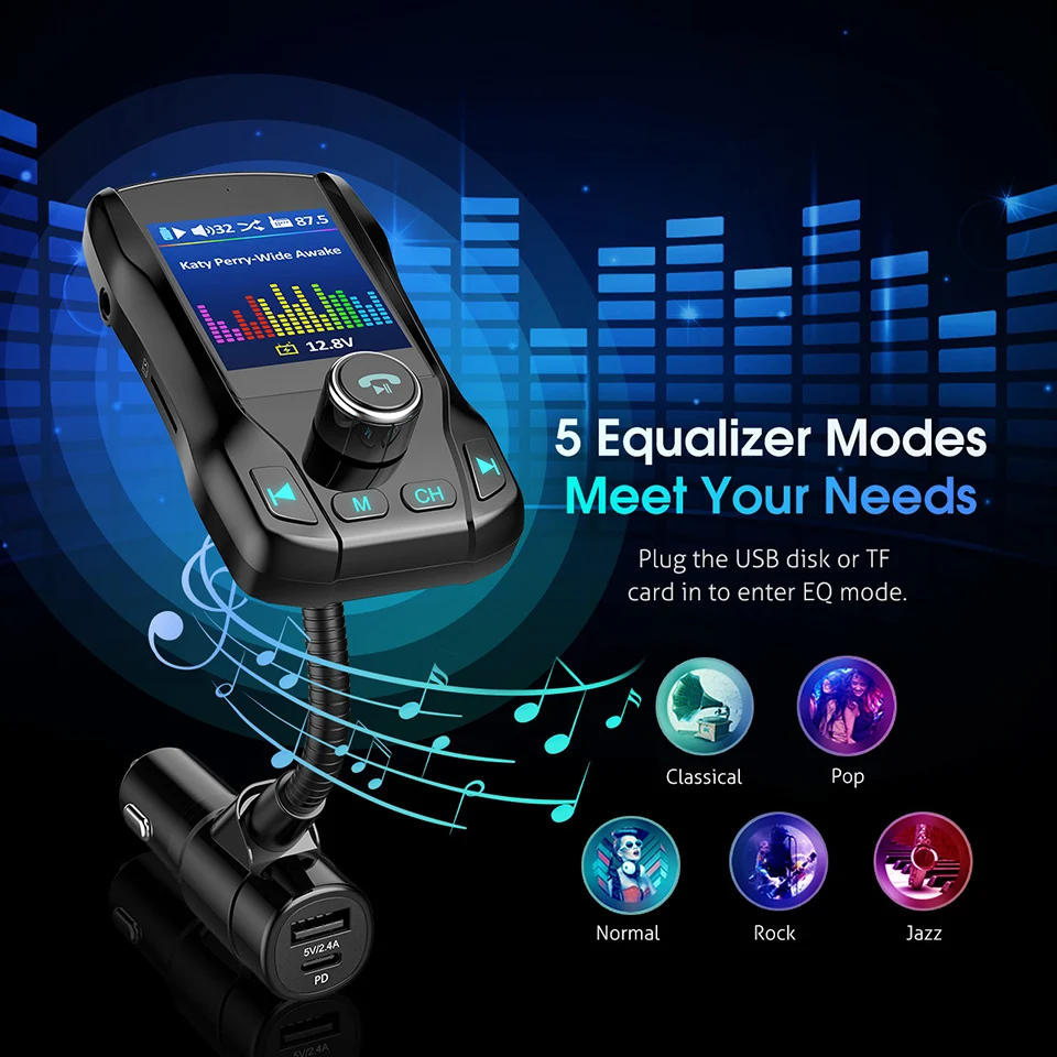 Mpow BH345 Bluetooth Transmitter Wireless Radio Adapter Handsfree Calling Car Kit (6)