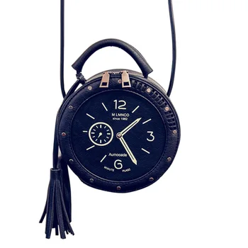

Round clock rerto Women bag fashion trend zipper Women shoulder bag high quality PU leather Women crossbody bag handbags bag