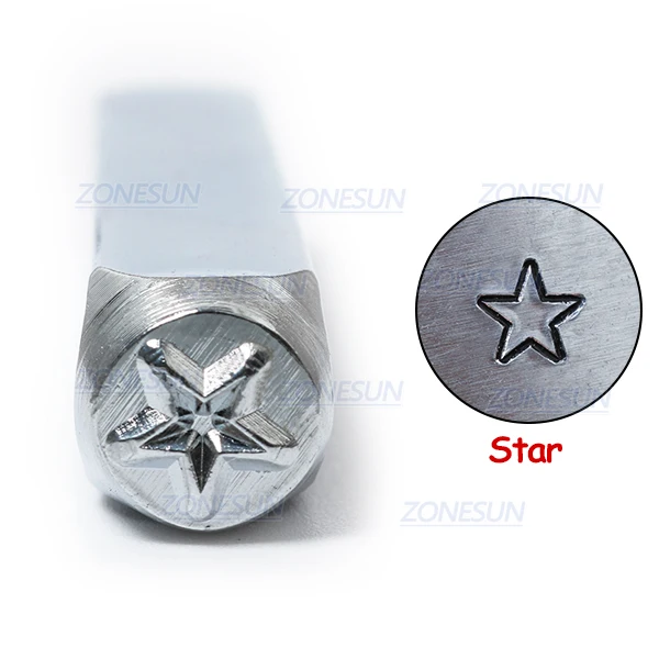 ZONESUN звезда ювелирные изделия штампованная металлическая Алфавит логотип стальные штампы для тиснения инструмент для маркировки штамповка для золотого кольцо браслет ожерелье - Цвет: Star