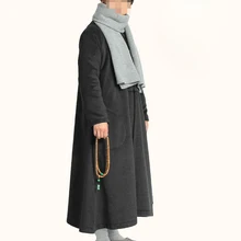 Унисекс, 6 цветов, синий/серый, зимний теплый плащ для медитации, буддийская накидка, монашеское платье, халат Униформа монахи Шаолинь, костюмы кунг-фу