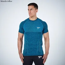 Мужская облегающая короткая футболка для бега компрессионная быстросохнущая Футболка мужская спортивная одежда для фитнеса Бодибилдинг бег мужские футболки топы брендовая одежда