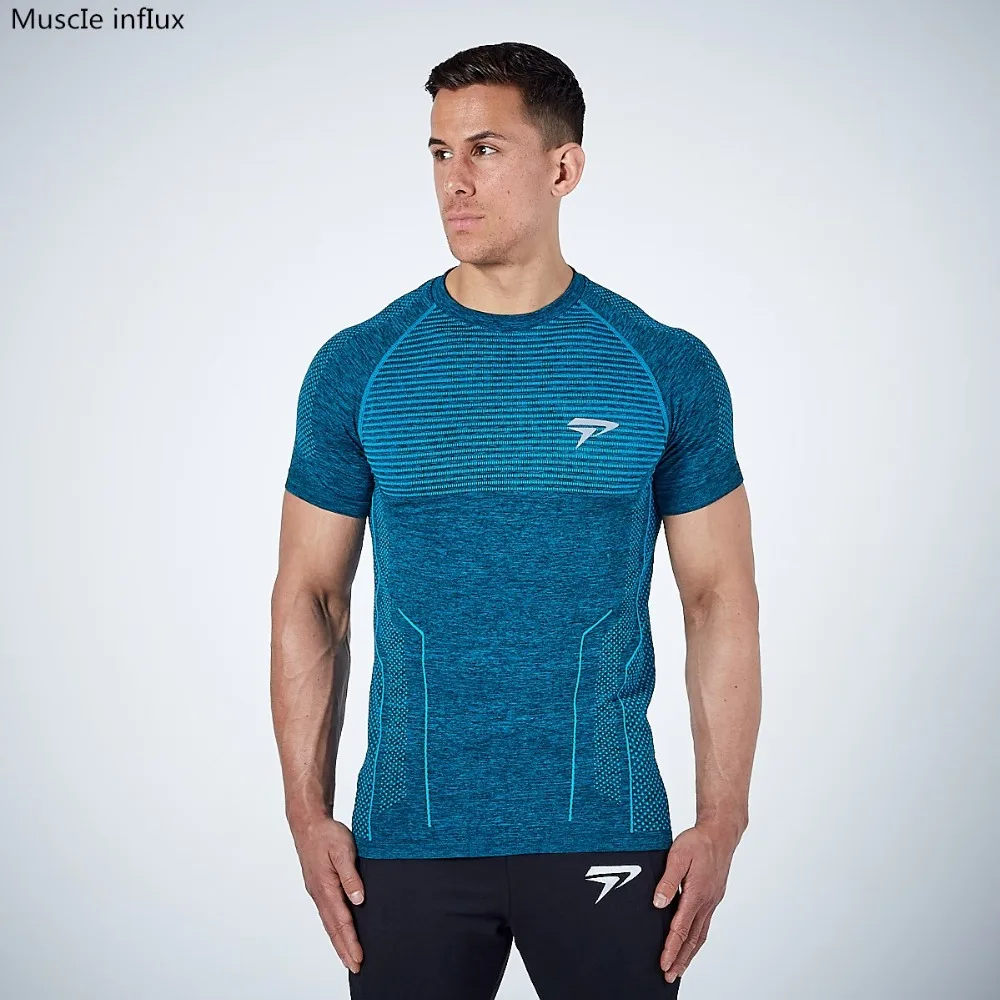 

Men Running Tight Short T-shirt compression Quick dry t shirt Male Gym Fitness Bodybuilding jogging Man Tees Tops Brand clothing