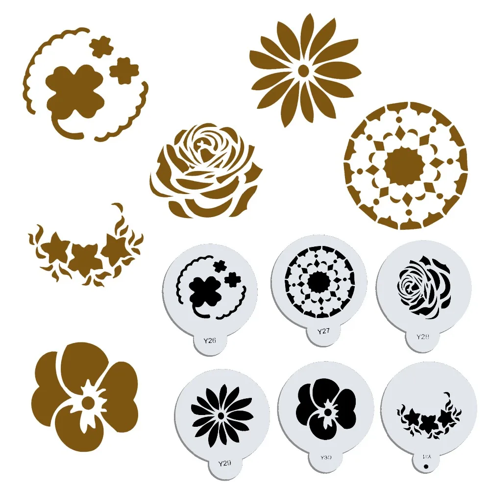 6 pcs Flower shaped Cake Cookie Stencil baking pastry mold Cake