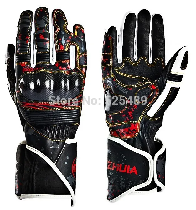

New Brand Genuine Leather & Carbon Fiber Waterproof Motorcycle Gloves Motocross Knight Racing Gloves Motorbike Protective Gears