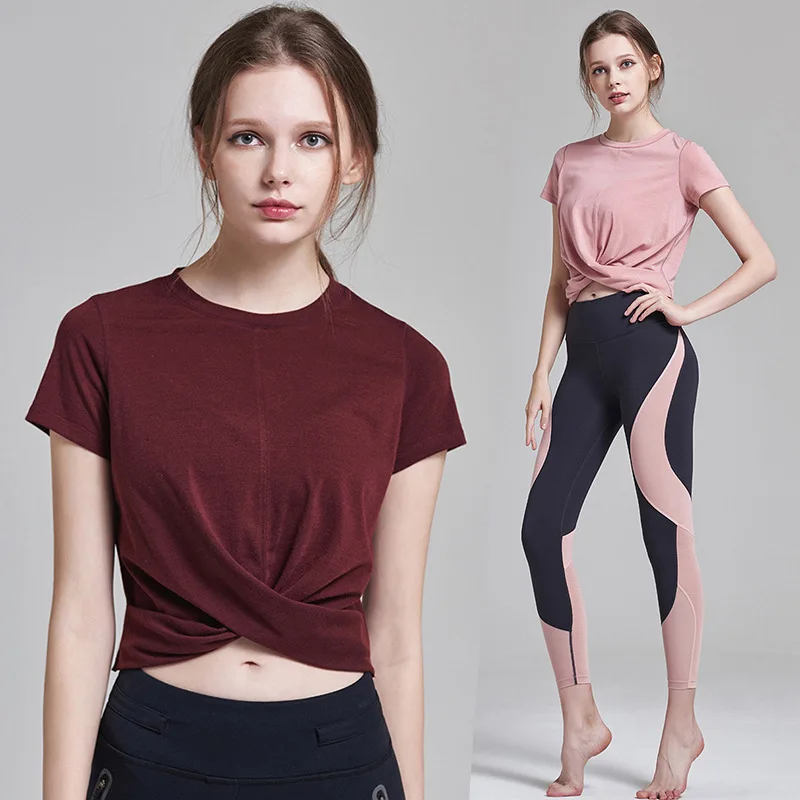 

SJ-MAURIE Women Yoga Shirts Running Fitness Tops Quick Dry T-Shirts Training Yoga Sportswear Short Sleeve Sports T-Shirt