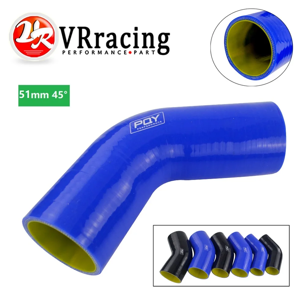 

VR - Blue/Black&Yellow 2.0" 51mm 45 Degree Elbow Silicone Hose Pipe Intercooler Turbo Intake Pipe Coupler Hose VR-SH4520-QY