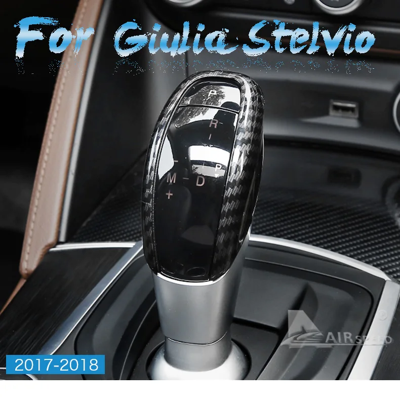Carbon Fiber Schaltknauf Kopf Abdeckung Trim für Alfa Romeo Giulia Stelvio 2017