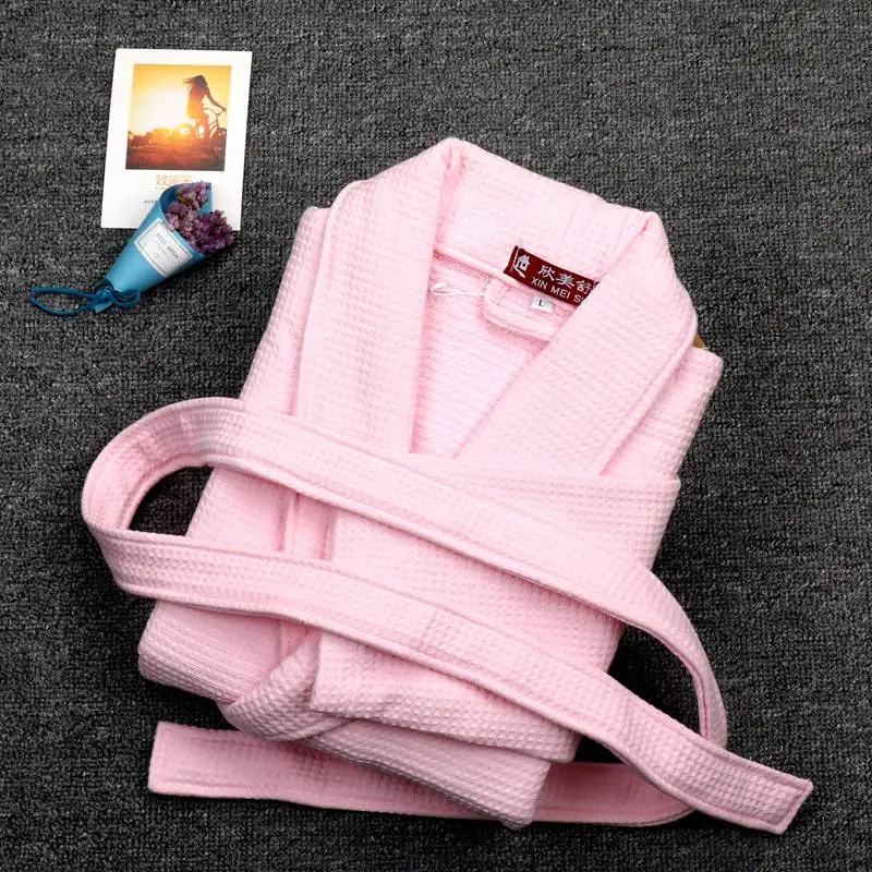PINK Зимний мужской халат, роскошная хлопковая одежда для сна, теплый мужской спа-халат, пижама с длинным рукавом и поясом, однотонная мягкая домашняя одежда - Цвет: PINK