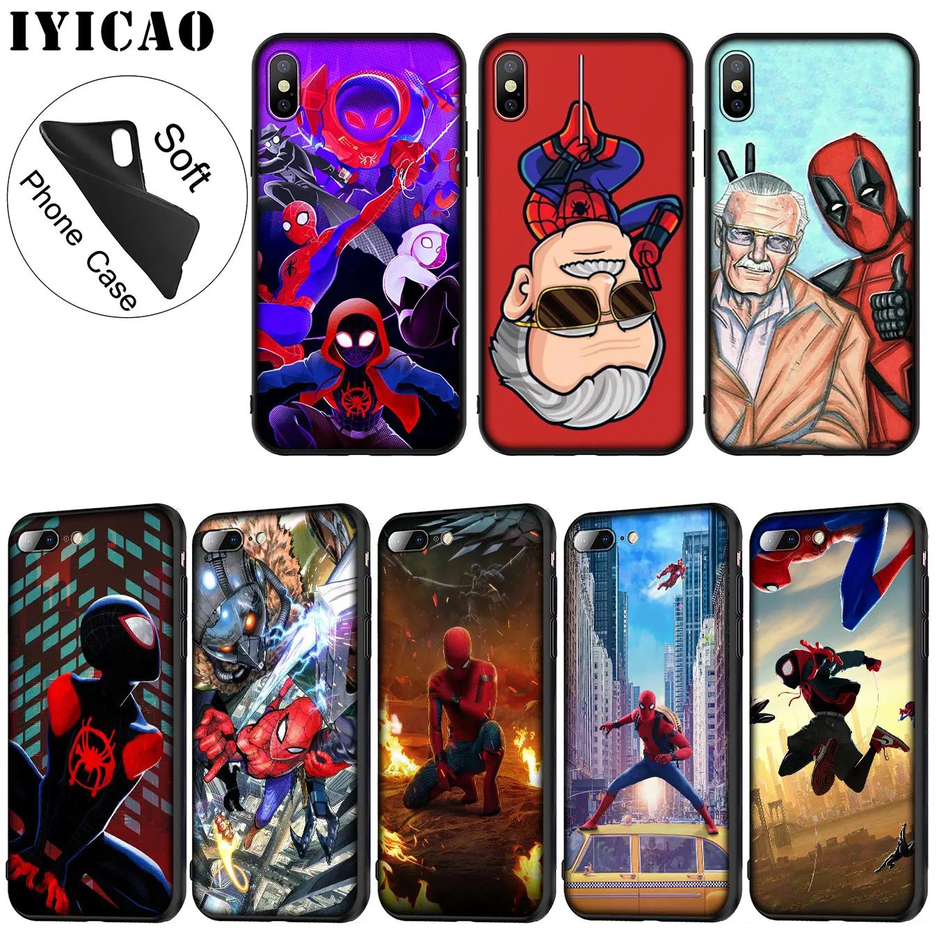 IYICAO Мягкий силиконовый чехол для iPhone XR X XS 11 Pro Max 6 6S 7 8 Plus 5 5S SE TPU черный |