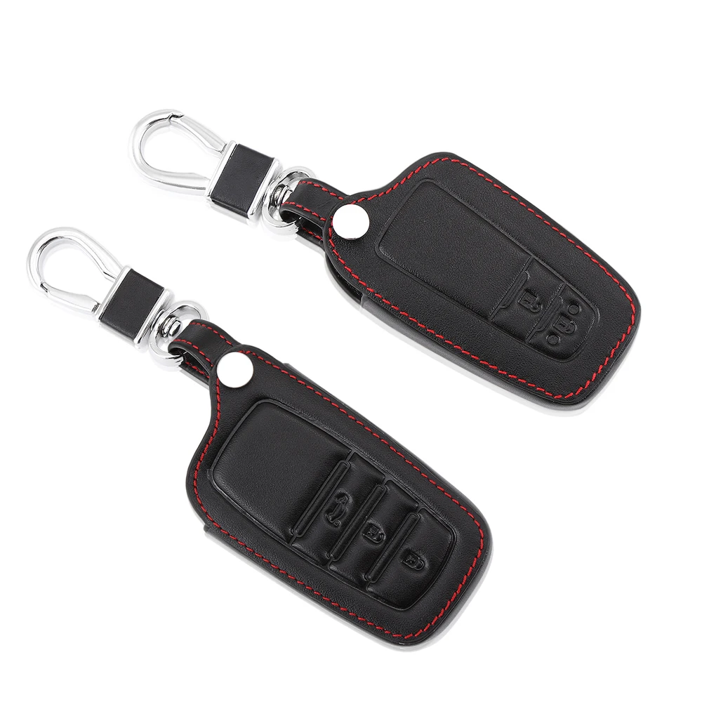 Leather Bag Remote Control Car Keychain Key Cover Case For Toyota