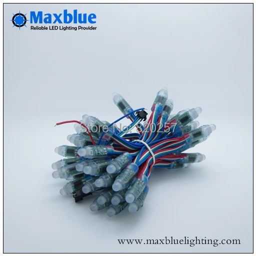 

12mm WS2801rgb led pixel module 50pcs per string , IP66 DC5V input RGB full color led ws2801 light string free shipping
