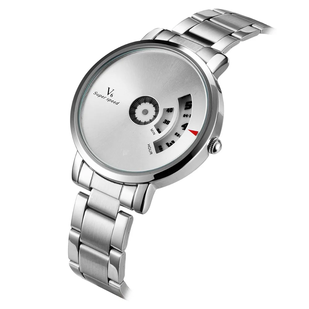 

relogio masculino V6 super speed watches men full stainless steel band fashion casual creative quartz-watch men hour clock male