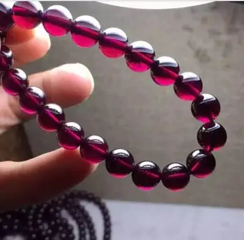 

free shipping Genuine Natural Purple Garnet Crystal Beads Woman Bracelet AAAA 8mm