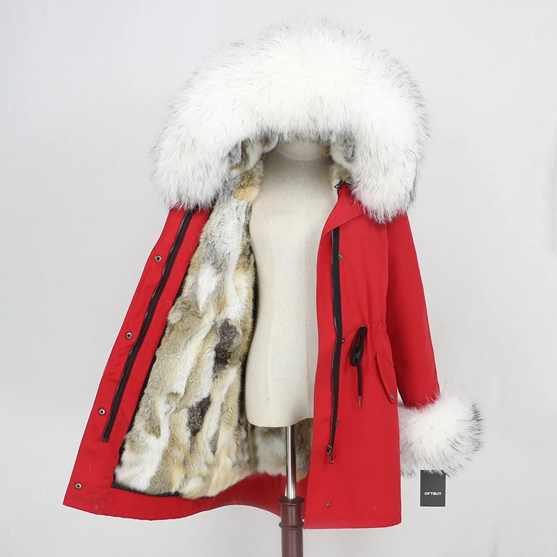 OFTBUY, водонепроницаемая парка, зимняя куртка, Женское пальто с натуральным мехом енота, воротник с манжетами, подкладка из кроличьего меха, роскошный бренд