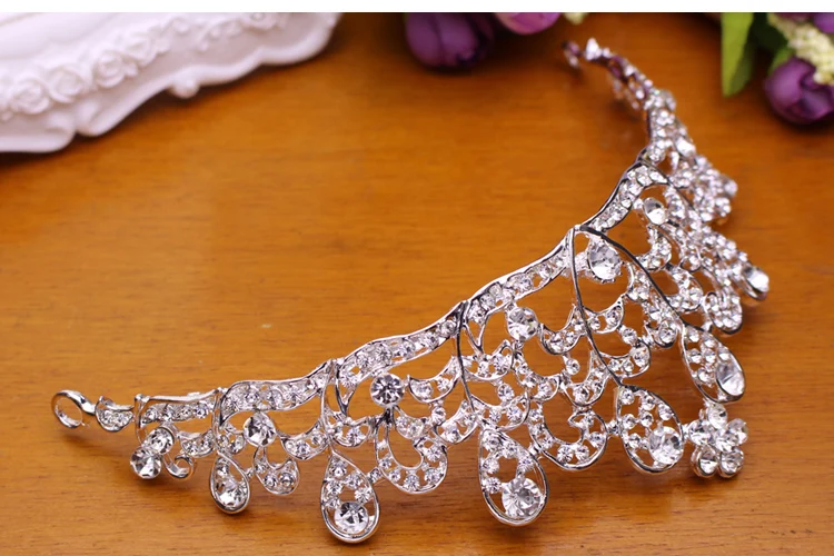 Classic White Water drop Bridal NecklaceEarrings 3 Crystal Women Wedding jewelry set  (20)