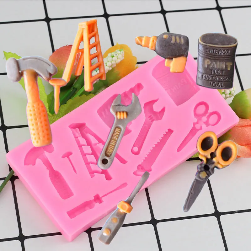 

Hardware Tools Scissor Ladder Hammer Shape Silicone Cake Mold DIY Chocolate Candy Mold Cookie Clay Fondant Cake Decorating Tools