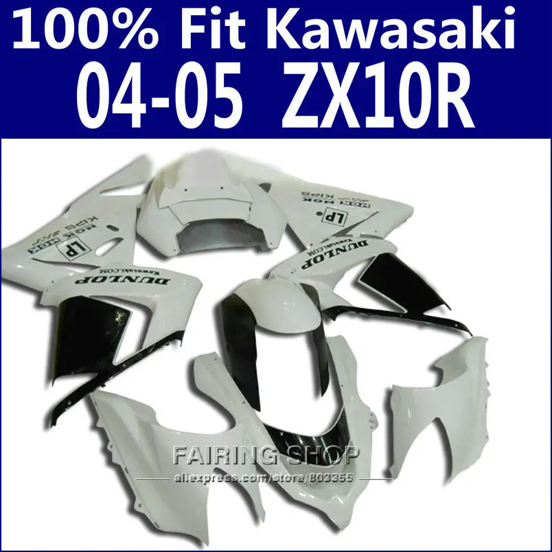 Для Kawasaki Ninja литьевые Обтекатели Zx10r 2004 2005 04 05 ( + наклейка белый черный) обтекатель
