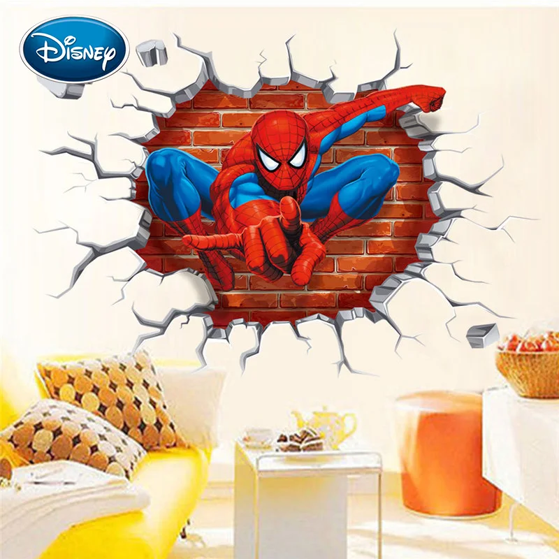 

Disney new spider man sticker stereo wall children's room bedroom background sticker removable
