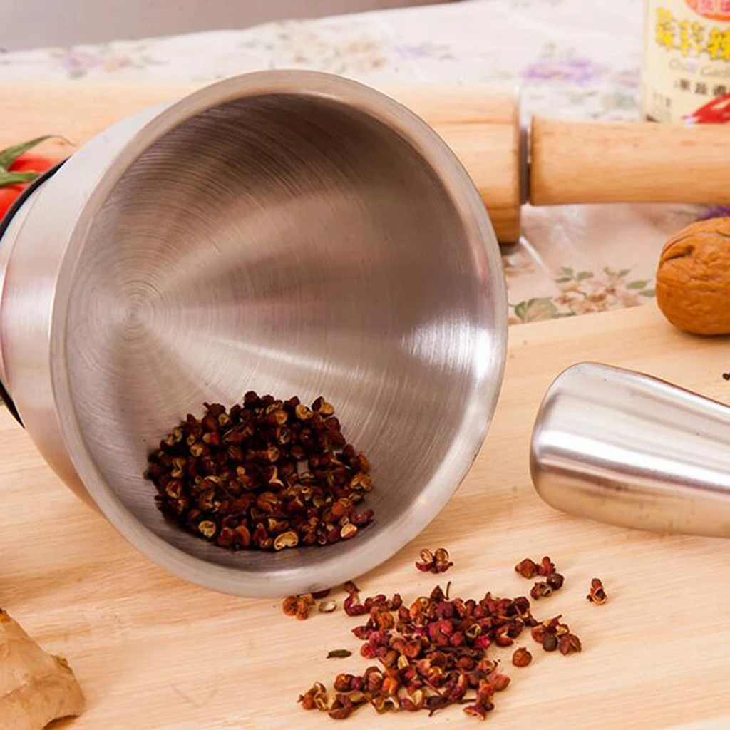 Mortar and Pestle Set, Stainless Steel Spice Grinder Set, for Herbs, Seasonings, Pastes, Pesto and Guacamole, Silver Mortar and Pestle Set, Stainless Steel Spice Grinder Set, for Herbs, Seasonings, Pastes, Pesto and Guacamole, Silver