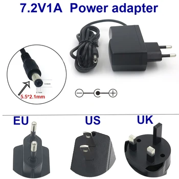 

1PCS AC 100V-240V DC 7.2V 1A 1000mA Converter Adapter Power Supply US/EU/UK Plug DC 5.5*2.1mm for Tablet PC Free Shipping