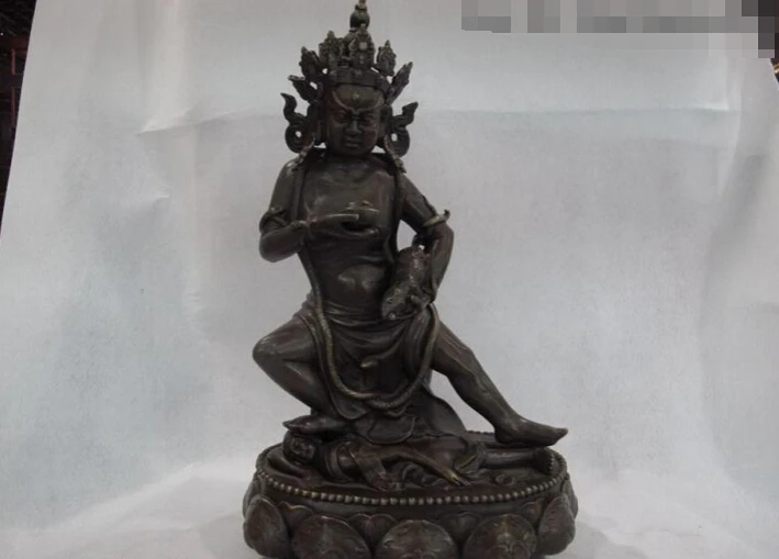 

150624 S1774 18 Tibet Buddhism Pure Bronze Copper God of wealth Black Jambhala Buddha Statue
