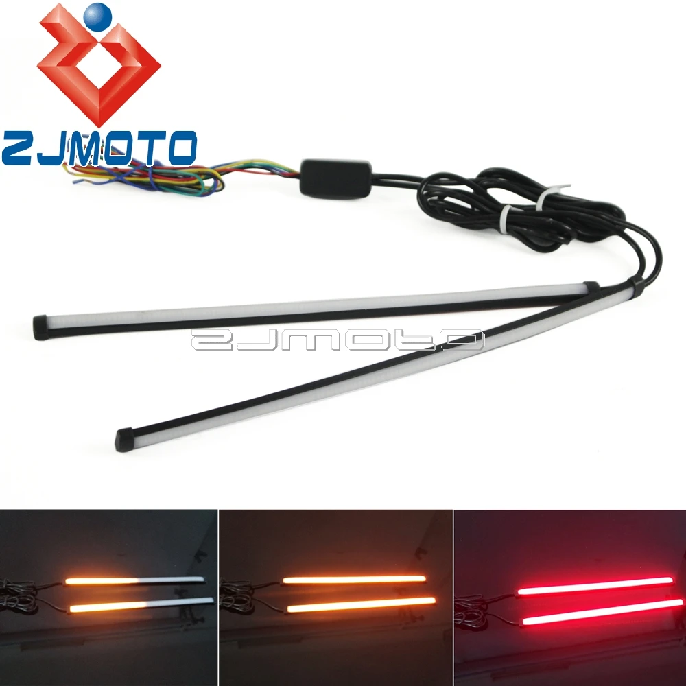 

Universal 29cm Motorcycle Integrated LED Strip Taillight Sequential Turn Signals DRL Brake Lamp Dual Strobe Stop Tail Light Red