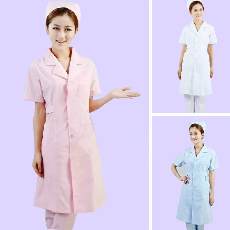 Женщины с коротким рукавом Спецодежда медицинская пальто Костюмы услуги врача равномерное медсестра Костюмы защиты халатах ткани 3 цвета