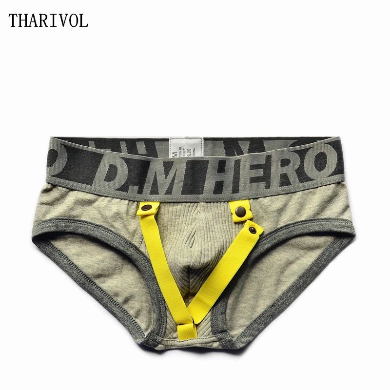 

THARIVOL Panties New Men's Low Waist Sexy Solid Color Briefs Cotton Personality Hanging Simple Panties Online celebrity Panties