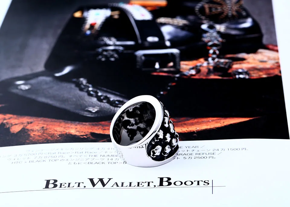 Beier магазин 316L из нержавеющей стали мужское кольцо личности панк кластер кольцо с черепом для мужчин Винтажные Ювелирные изделия BR8-247