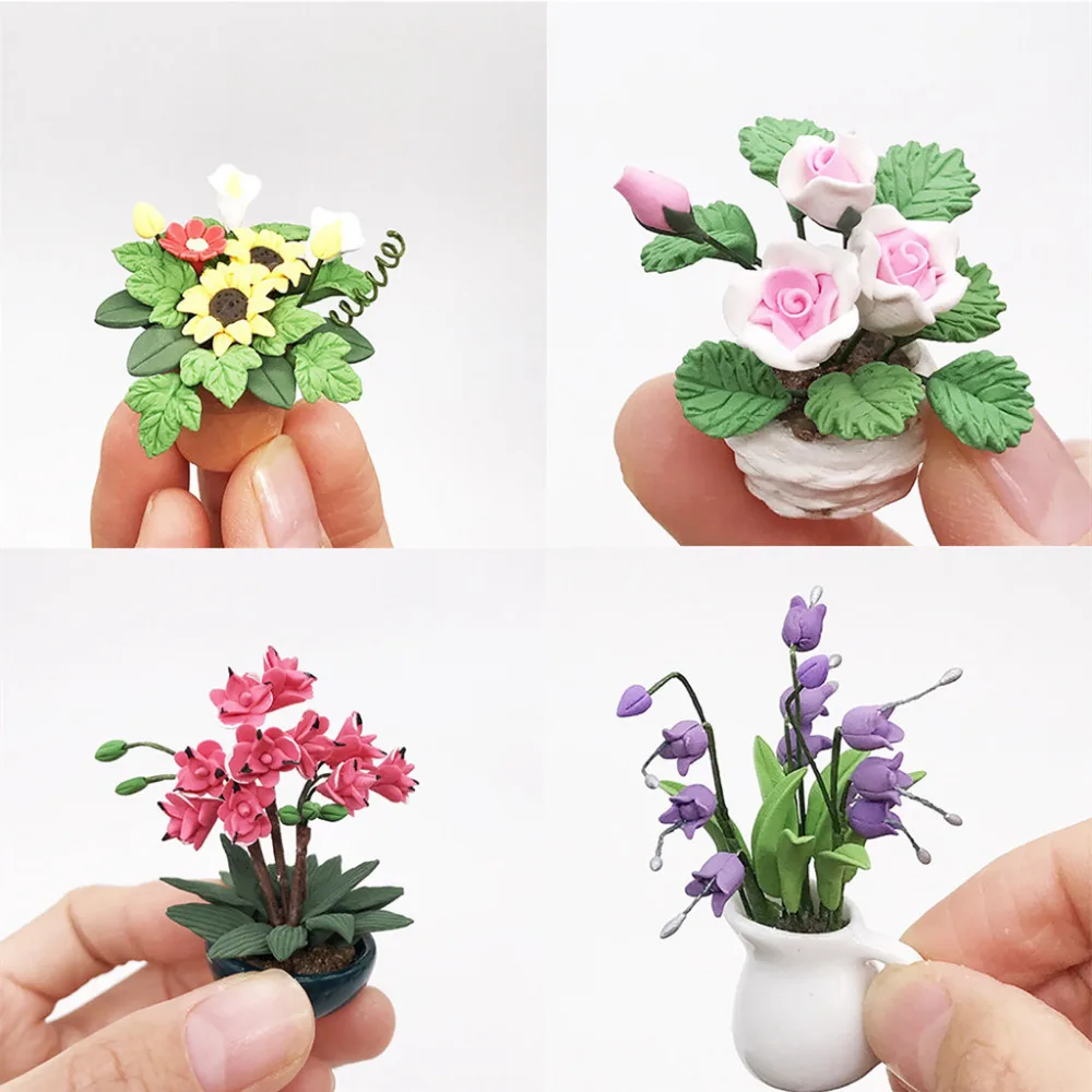 

Dongzhur Red And White Powder Magnolia Potted Plants 1:12 Doll House Mini Ornaments Dollhouse Miniatures Accessories Flower F3