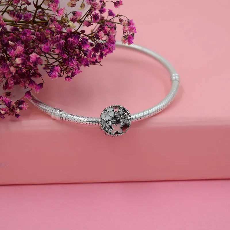 Yanxizao 2018 Мода 925 серебряные бусины подвески с фианитами Fit Pandora Циркон розовый