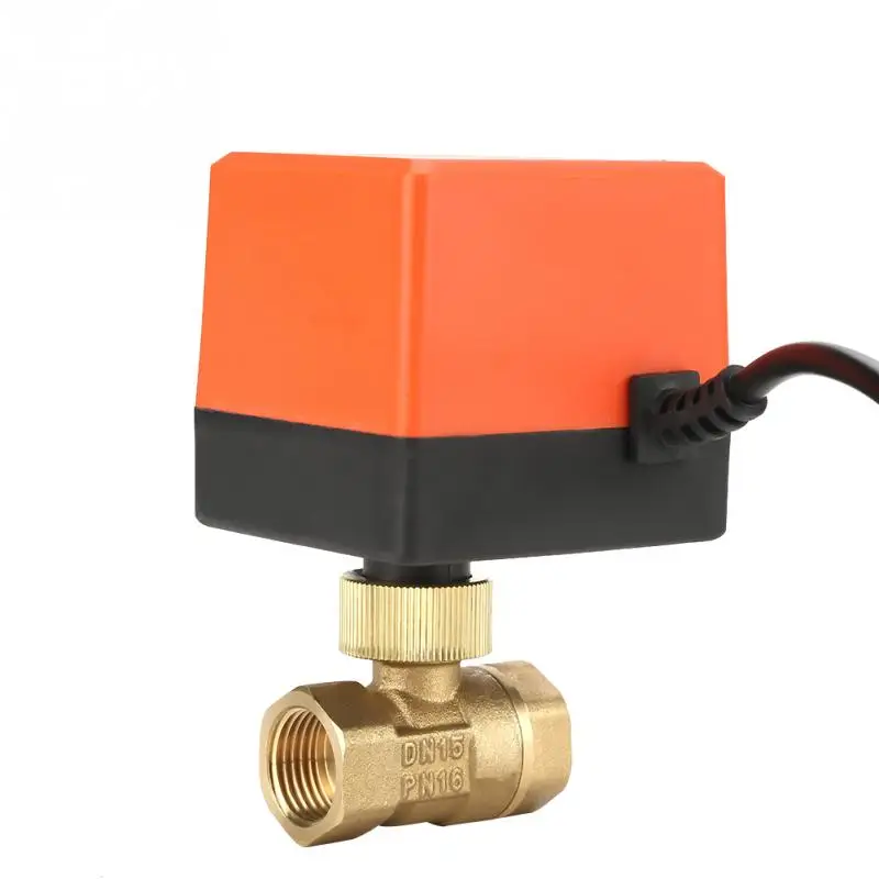 Латунный шаровой клапан с электроприводом клапан 2-ходовой клапан 3-х проводное 1 точка-точка Управление G1/2 DN15 AC220V небольшой Соленоидный клапан